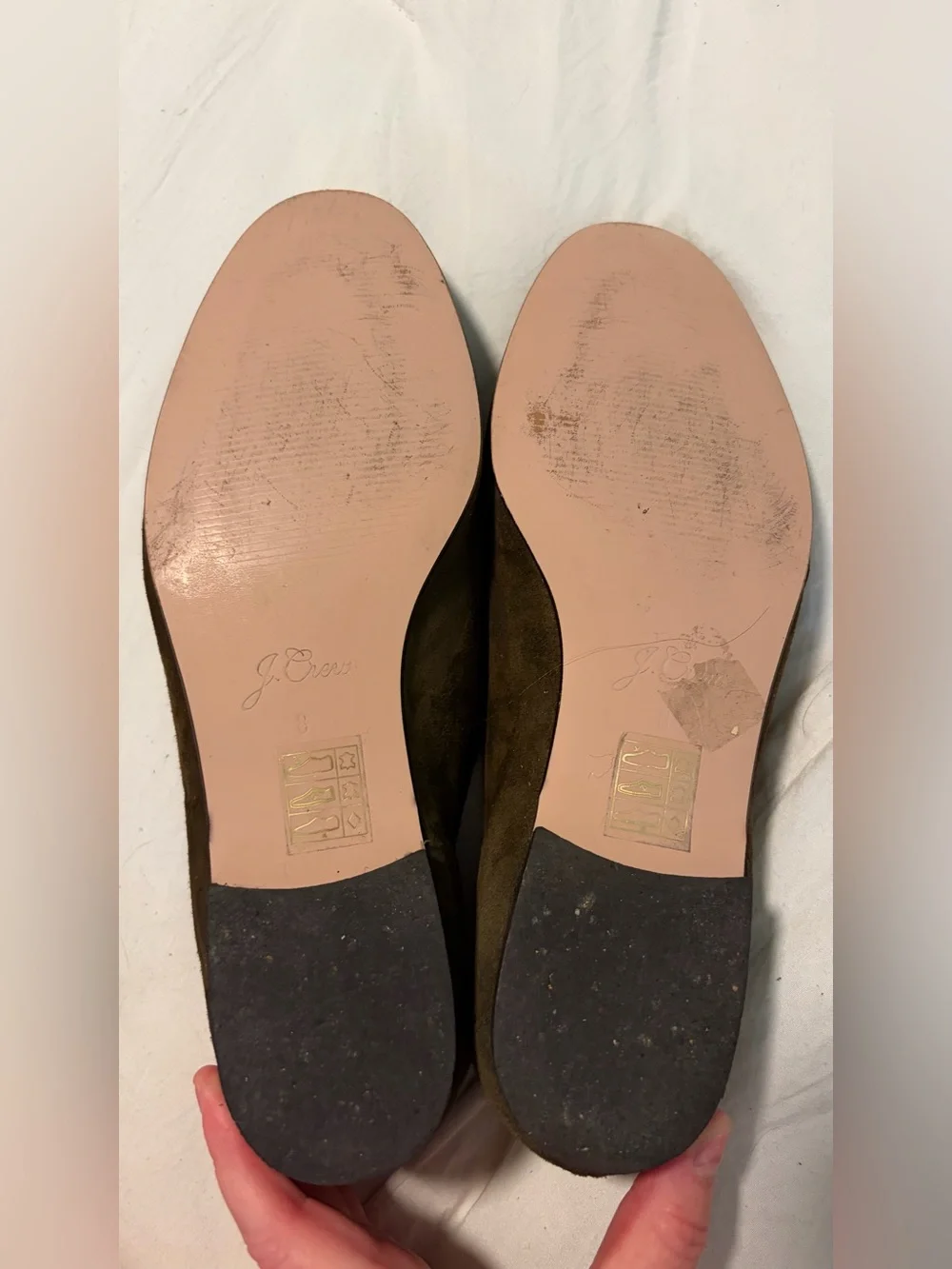 J. Crew Olive Green Suede Smoking Slipper Loafers Women’s Size 8